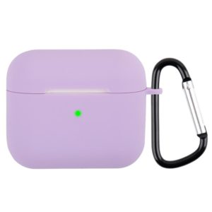 Wireless Earphone Silicone Protective Case with Carabiner For AirPods 3(Light Purple) (OEM)
