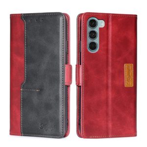 For Motorola Moto G200 5G/Edge S30 Contrast Color Side Buckle Leather Phone Case(Red + Black) (OEM)
