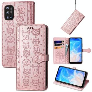 For Doogee N40 Pro Cat and Dog Embossed Horizontal Flip Phone Leather Case with Holder & Card Slot & Wallet & Lanyard(Rose Gold) (OEM)