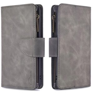 For Huawei P30 Lite / nova 4e Skin Feel Detachable Magnetic Zipper Horizontal Flip PU Leather Case with Holder & Card Slots & Wallet & Photo Frame & Lanyard(Grey) (OEM)