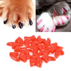 20 PCS Silicone Soft Cat Nail Caps / Cat Paw Claw / Pet Nail Protector/Cat Nail Cover, Size:XS(Red) (OEM)
