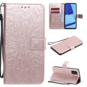 For OPPO A52 / A72 / A92 Sun Embossing Pattern Horizontal Flip Leather Case with Card Slot & Holder & Wallet & Lanyard(Rose Gold) (OEM)