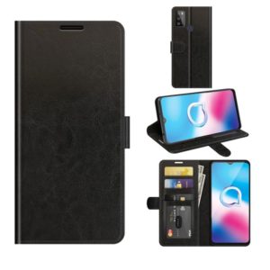 For Alcatel 1S 2021/3L 2021 R64 Texture Single Horizontal Flip Protective Case with Holder & Card Slots & Wallet& Photo Frame(Black) (OEM)