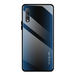 For Huawei Honor 9x Texture Gradient Glass Protective Case(Blue) (OEM)