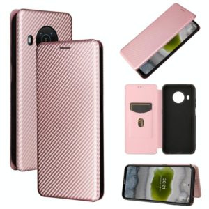 For Nokia X20 Carbon Fiber Texture Horizontal Flip TPU + PC + PU Leather Case with Card Slot(Pink) (OEM)