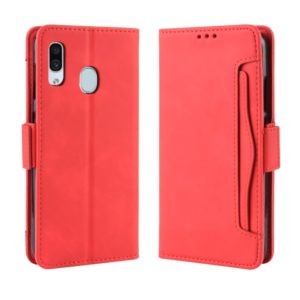 Wallet Style Skin Feel Calf Pattern Leather Case For Galaxy A40,with Separate Card Slot(Red) (OEM)