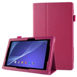 Δερμάτινη θήκη υφής Litchi με Holder για Sony Xperia Tablet Z2 10.1 (Ροζ κόκκινο) (OEM)