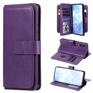 For Xiaomi Mi 10 / 10 Pro Multifunctional Magnetic Copper Buckle Horizontal Flip Solid Color Leather Case with 10 Card Slots & Wallet & Holder & Photo Frame(Purple) (OEM)