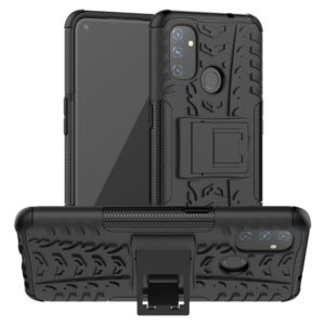 For OnePlus Nord N100 Tire Texture Shockproof TPU+PC Protective Case with Holder(Black) (OEM)