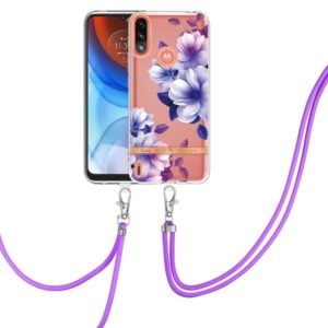 For Motorola Moto E7 Power / Moto E7i Power Flowers Series TPU Phone Case with Lanyard(Purple Begonia) (OEM)