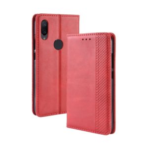 Magnetic Buckle Retro Crazy Horse Texture Horizontal Flip Leather Case for Xiaomi Redmi 7, with Holder & Card Slots & Photo Frame (Red) (OEM)