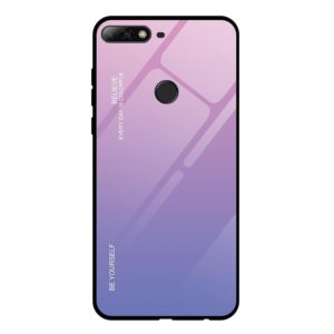 For Huawei Honor 7C / Enjoy 8 / Y7 (2018) Gradient Color Glass Case(Light Purple) (OEM)
