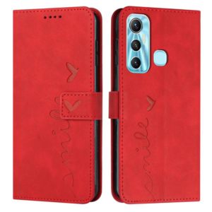 For Infinix Hot 11 Skin Feel Heart Pattern Leather Phone Case(Red) (OEM)