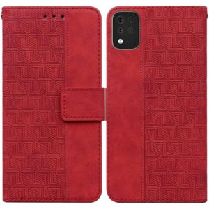 For LG K42 Geometric Embossed Leather Phone Case(Red) (OEM)