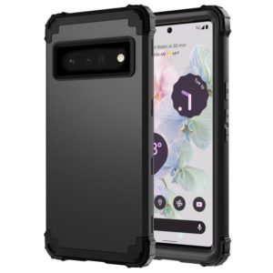 For Google Pixel 6 Pro 3 in 1 Shockproof PC + Silicone Protective Phone Case(Black) (OEM)