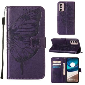 For Motorola Moto G42 Embossed Butterfly Flip Leather Phone Case(Dark Purple) (OEM)