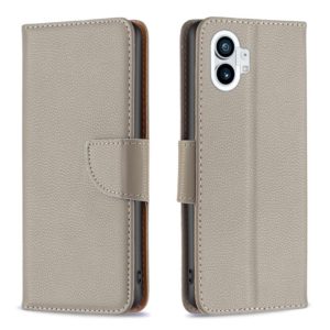 For Nothing Phone 1 Litchi Texture Pure Color Leather Phone Case(Grey) (OEM)