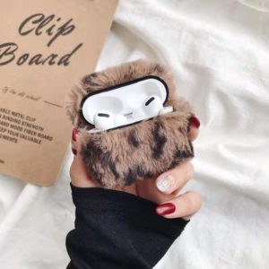 For Apple AirPods Pro Plush Bluetooth Headphone Protective Case(Dark Brown Leopard) (OEM)