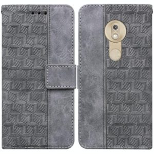 For Motorola Moto G7 Play EU Version Geometric Embossed Leather Phone Case(Grey) (OEM)