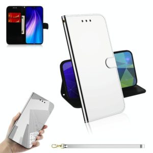 For Xiaomi Redmi Note 8T Mirror-like Magnetic Attraction Horizontal Flip Leather Case with Lanyard, Support Holder & Card Slot & Wallet(Silver) (OEM)