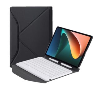 B0N5 Diamond Texture Bluetooth Keyboard Leather Case with Triangle Back Support For Xiaomi Pad 5 / 5 Pro(Black + White) (OEM)