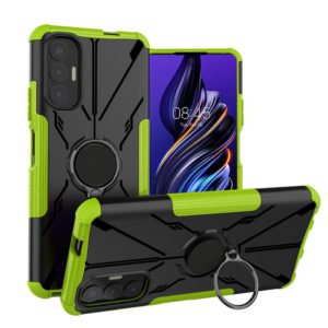 For Tecno Pova 3 Armor Bear Shockproof PC + TPU Phone Case with Ring Holder(Green) (OEM)