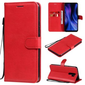 For Xiaomi Redmi 9 Solid Color Horizontal Flip Protective Leather Case with Holder & Card Slots & Wallet & Photo Frame & Lanyard(Red) (OEM)