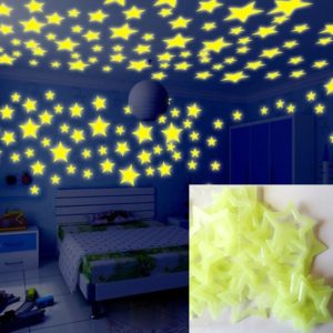 100PC Kids Bedroom Glow Wall Stickers Stars(YELLOW) (OEM)
