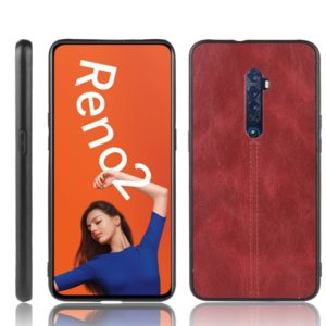 For Oppo Reno2 Shockproof Sewing Cow Pattern Skin PC + PU + TPU Case(Red) (OEM)