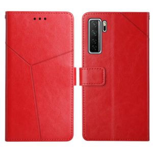 For Huawei P40 Lite 5G Y Stitching Horizontal Flip Leather Phone Case with Holder & Card Slots & Wallet & Photo Frame(Red) (OEM)