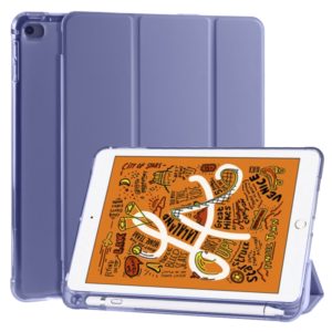 For iPad Mini 5 / Mini 4 3-folding Horizontal Flip PU Leather + Shockproof TPU Case with Holder & Pen Slot(Lavender Purple) (OEM)