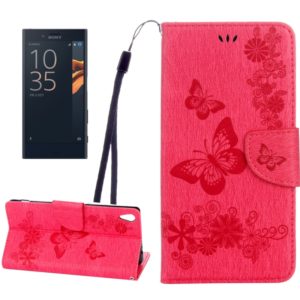For Sony Xperia XA Ultra Butterflies Embossing Horizontal Flip Leather Case with Holder & Card Slots & Wallet & Lanyard(Magenta) (OEM)
