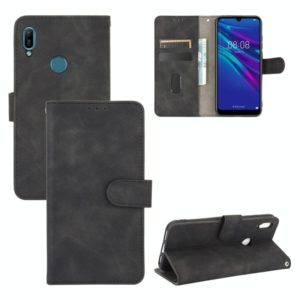 For Huawei Y6 (2019) / Honor Y6s Solid Color Skin Feel Magnetic Buckle Horizontal Flip Calf Texture PU Leather Case with Holder & Card Slots & Wallet(Black) (OEM)
