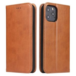 For iPhone 12 mini Fierre Shann PU Genuine Leather Texture Horizontal Flip Leather Case with Holder & Card Slots & Wallet(Brown) (FIERRE SHANN) (OEM)