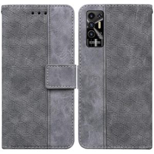 For Tecno Pova 2 Geometric Embossed Leather Phone Case(Grey) (OEM)