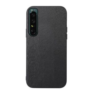 For Sony Xperia 1 IV Wood Texture PU Phone Case(Black) (OEM)