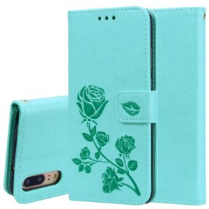 Rose Embossed Horizontal Flip PU Leather Case for Huawei P20, with Holder & Card Slots & Wallet (Green) (OEM)