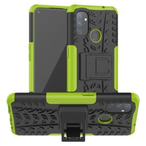 For OnePlus Nord N100 Tire Texture Shockproof TPU+PC Protective Case with Holder(Green) (OEM)
