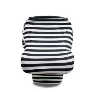 Multifunctional Enlarged Stroller Windshield Breastfeeding Towel Baby Seat Cover(Black and White Stripes) (OEM)