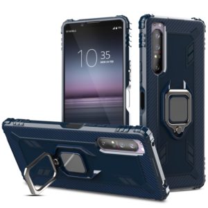 For Sony Xperia 1 II Carbon Fiber Protective Case with 360 Degree Rotating Ring Holder(Blue) (OEM)