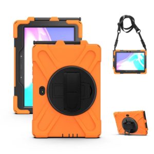 For Samsung Galaxy Tab Active Pro T540 / T545 / Tab Active4 Pro Shockproof Colorful Silicone + PC Protective Case with Holder & Hand Grip Strap(Orange) (OEM)