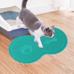 Lovely PVC Cat Litter Mat Eight-shaped Anti-skid Placemat Pet Supplies(Lake Blue) (OEM)