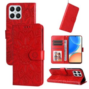 For Honor X8 / X30i Embossed Sunflower Leather Phone Case(Red) (OEM)