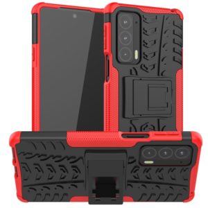 For Motorola Edge 20 Tire Texture Shockproof TPU+PC Protective Case with Holder(Red) (OEM)