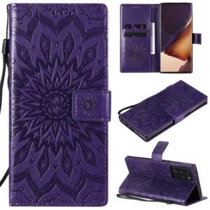 For Samsung Galaxy Note20 Ultra 5G Sun Embossing Pattern Horizontal Flip Leather Case with Card Slot & Holder & Wallet & Lanyard(Purple) (OEM)