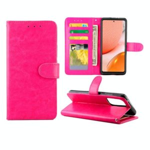 For Samsung Galaxy A72 5G / 4G Crazy Horse Texture Leather Horizontal Flip Protective Case with Holder & Card Slots & Wallet & Photo Frame(Rose Red) (OEM)
