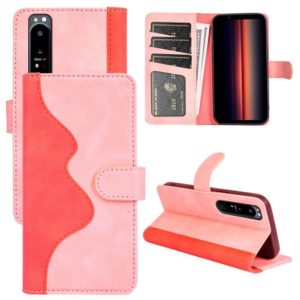 For Sony Xperia 1 IV Stitching Horizontal Flip Leather Phone Case (Pink) (OEM)