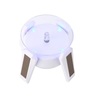 High-Footed UFO Solar 9cm 360 Rotating Display Stand Props Turntable(White Blue Light) (OEM)