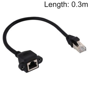 RJ45 Female to Male CAT6E Network Panel Mount Screw Lock Extension Cable, Length: 0.3m (OEM)
