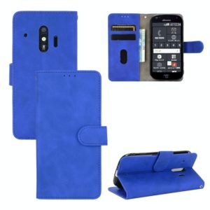 For Fujitsu F-42A / F-01L Solid Color Skin Feel Magnetic Buckle Horizontal Flip Calf Texture PU Leather Case with Holder & Card Slots & Wallet(Blue) (OEM)